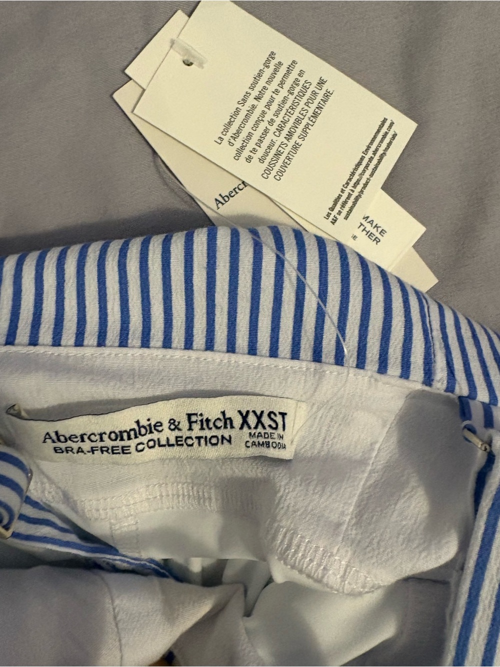 A&F Striped Light Blue Square-Neck Mini Dress - Picture 7 of 7